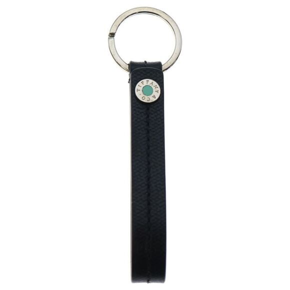 Tiffany & Co (tiffany & Co) Bag Charm Key Ring Key Holder Leather Black X Silver - Picture 1 of 7
